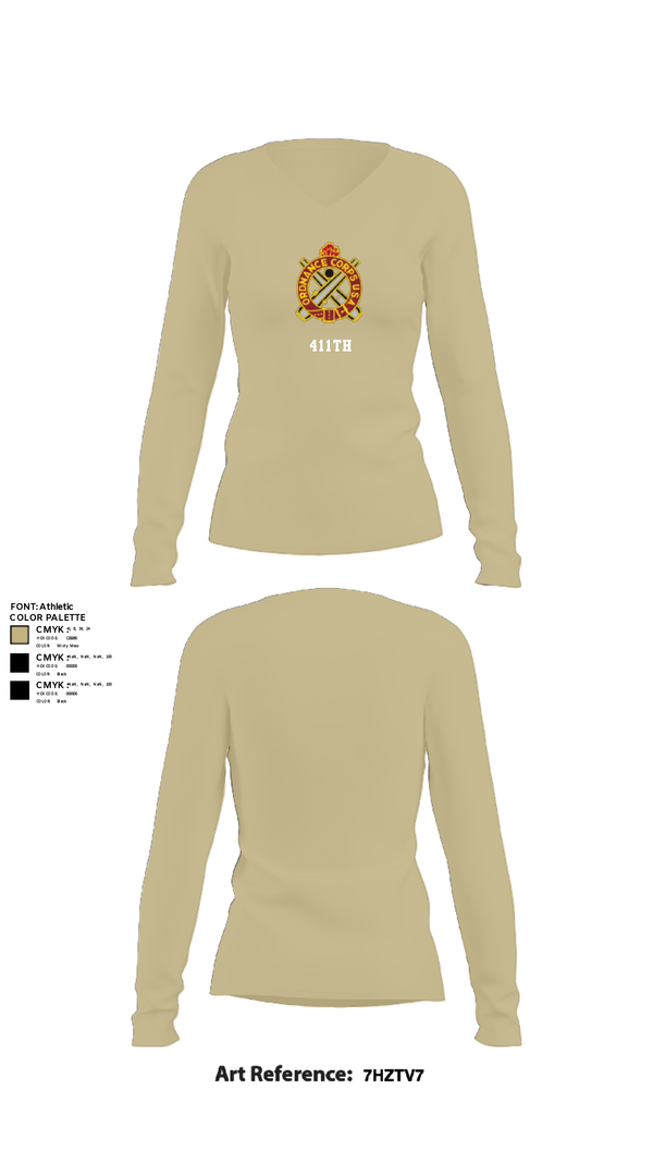 Womens Long Sleeve Vneck Shirt, 411TH, Army, Teamtime, Team time, sublimation, custom sports apparel, team uniforms, spirit wear, spiritwear, sports uniforms, custom shirts, team store, custom team store, fundraiser sports, apparel fundraiser