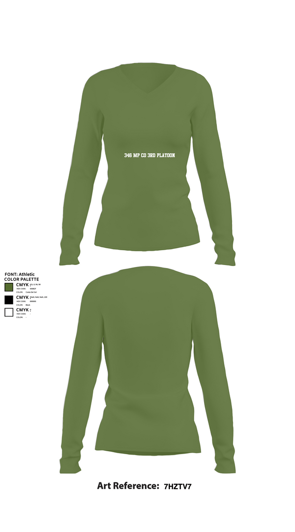 Womens Long Sleeve Vneck Shirt, 346 MP CO 3rd Platoon, Army, Teamtime, Team time, sublimation, custom sports apparel, team uniforms, spirit wear, spiritwear, sports uniforms, custom shirts, team store, custom team store, fundraiser sports, apparel fundraiser