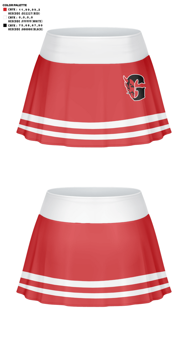 Skort, Glenwood Springs High School Cheer, Cheer, Teamtime, Team time, sublimation, custom sports apparel, team uniforms, spirit wear, spiritwear, sports uniforms, custom shirts, team store, custom team store, fundraiser sports, apparel fundraiser
