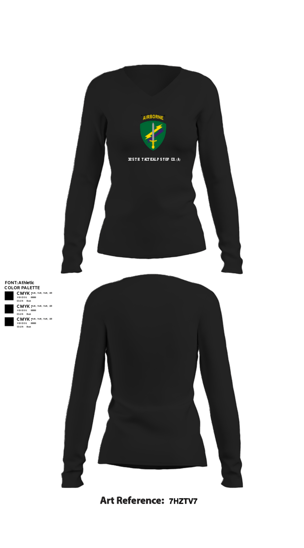 Women's Long Sleeve Vneck Shirt, 325th Tactical PSYOP Co. (A), Army, Teamtime, Team time, sublimation, custom sports apparel, team uniforms, spirit wear, spiritwear, sports uniforms, custom shirts, team store, custom team store, fundraiser sports, apparel fundraiser