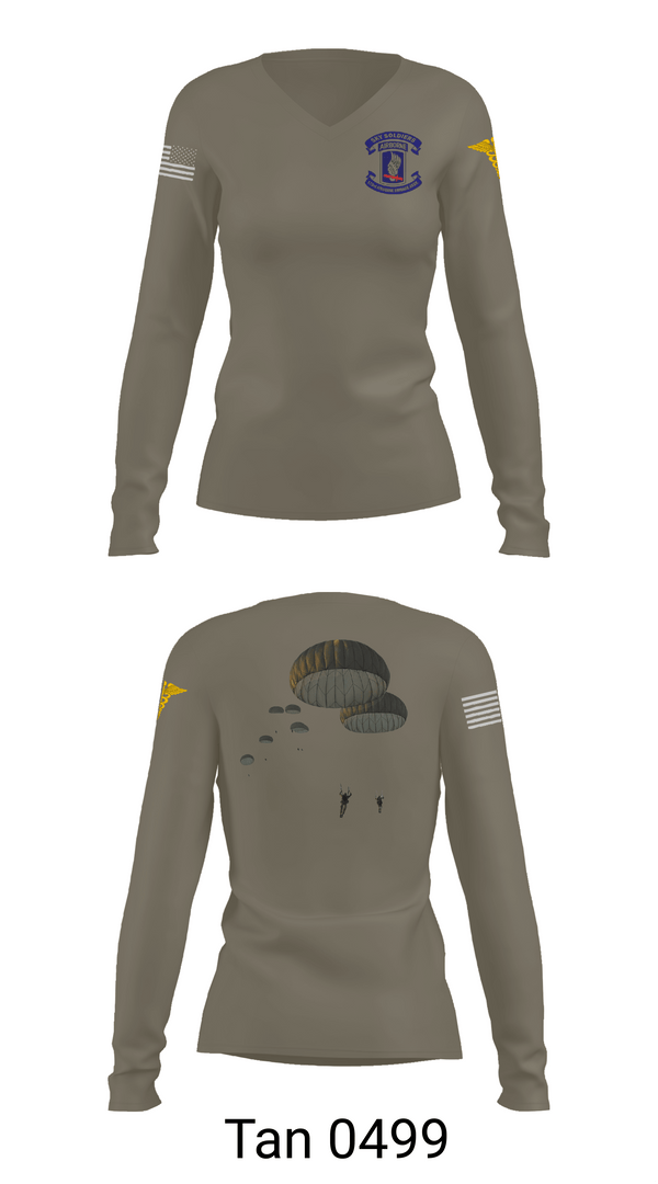 Womens Long Sleeve Vneck Shirt 1, 173rd Airborne Division, Army, Teamtime, Team time, sublimation, custom sports apparel, team uniforms, spirit wear, spiritwear, sports uniforms, custom shirts, team store, custom team store, fundraiser sports, apparel fundraiser