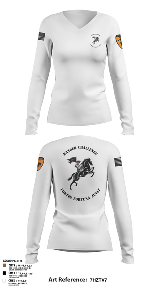 Womens Long Sleeve Vneck Shirt, Ranger Challenge, , Teamtime, Team time, sublimation, custom sports apparel, team uniforms, spirit wear, spiritwear, sports uniforms, custom shirts, team store, custom team store, fundraiser sports, apparel fundraiser