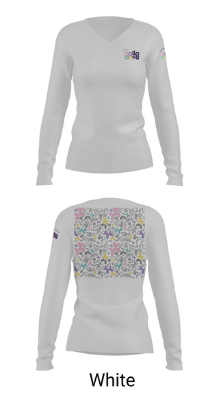 Womens Long Sleeve Vneck Shirt, Chin Bum Balloons, , Teamtime, Team time, sublimation, custom sports apparel, team uniforms, spirit wear, spiritwear, sports uniforms, custom shirts, team store, custom team store, fundraiser sports, apparel fundraiser