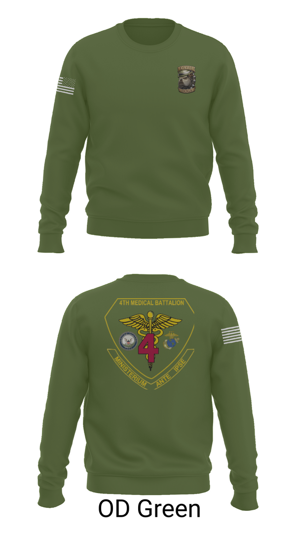 Crew Neck Sweatshirt, 4th Med Battalion, Marines, Teamtime, Team time, sublimation, custom sports apparel, team uniforms, spirit wear, spiritwear, sports uniforms, custom shirts, team store, custom team store, fundraiser sports, apparel fundraiser