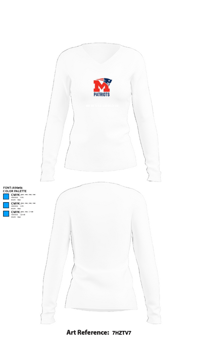Marion High School Cheer 46116477 Women's Long Sleeve V-neck Shirt - 15