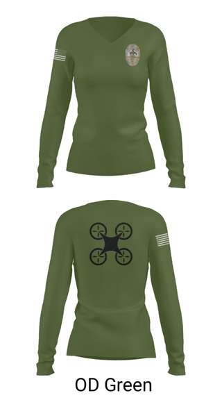 Womens Long Sleeve Vneck Shirt, UAS Pilot, Police, Teamtime, Team time, sublimation, custom sports apparel, team uniforms, spirit wear, spiritwear, sports uniforms, custom shirts, team store, custom team store, fundraiser sports, apparel fundraiser