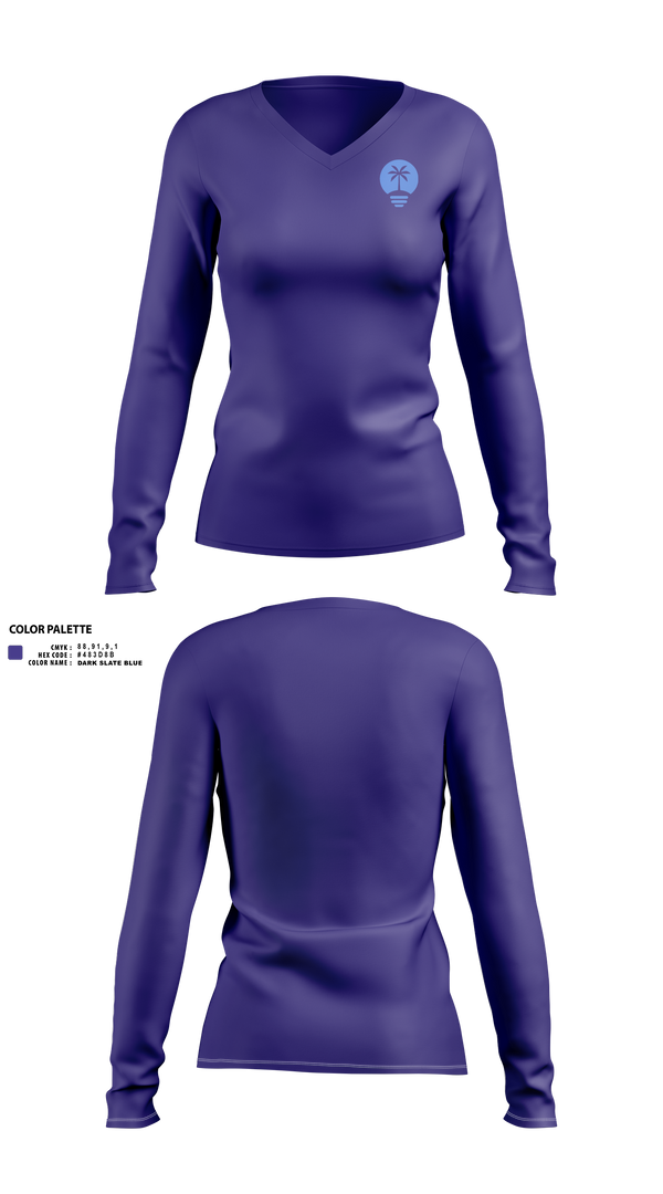 Womens Long Sleeve Vneck Shirt, Lucky Palm Lighting, , Teamtime, Team time, sublimation, custom sports apparel, team uniforms, spirit wear, spiritwear, sports uniforms, custom shirts, team store, custom team store, fundraiser sports, apparel fundraiser
