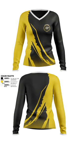 Womens Long Sleeve Vneck Shirt, Belton Middle School Warriors Cheer, Cheer, Teamtime, Team time, sublimation, custom sports apparel, team uniforms, spirit wear, spiritwear, sports uniforms, custom shirts, team store, custom team store, fundraiser sports, apparel fundraiser