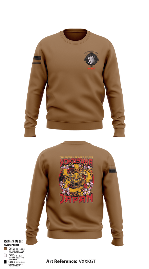 Crew Neck Sweatshirt, Transactional Service Center Yokosuka, Navy, Teamtime, Team time, sublimation, custom sports apparel, team uniforms, spirit wear, spiritwear, sports uniforms, custom shirts, team store, custom team store, fundraiser sports, apparel fundraiser