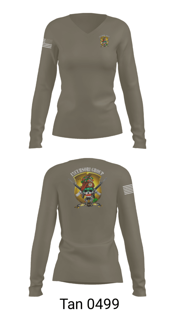 Women's Long Sleeve Vneck Shirt, Incursori, , Teamtime, Team time, sublimation, custom sports apparel, team uniforms, spirit wear, spiritwear, sports uniforms, custom shirts, team store, custom team store, fundraiser sports, apparel fundraiser