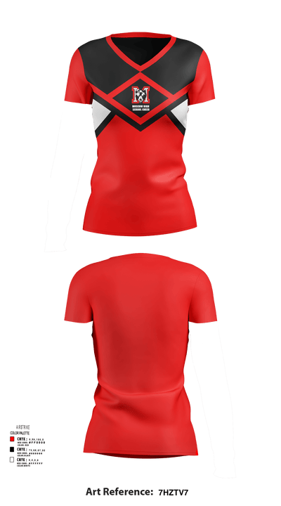 Moscow High School Cheer 68930214 Women's Short Sleeve V-neck Shirt - 114