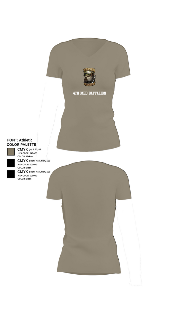 Womens Short Sleeve Vneck Shirt, 4th Med Battalion, Marines, Teamtime, Team time, sublimation, custom sports apparel, team uniforms, spirit wear, spiritwear, sports uniforms, custom shirts, team store, custom team store, fundraiser sports, apparel fundraiser