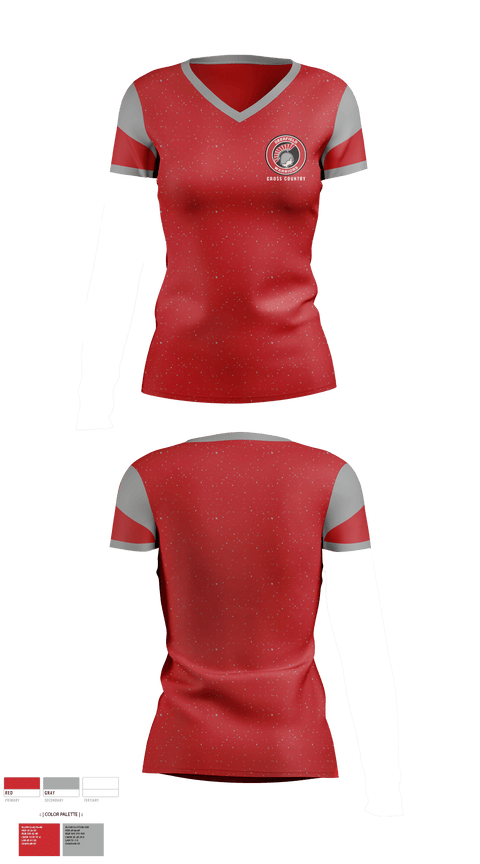 Womens Short Sleeve Vneck Shirt, Deerfield High School Cross Country, Cross Country, Teamtime, Team time, sublimation, custom sports apparel, team uniforms, spirit wear, spiritwear, sports uniforms, custom shirts, team store, custom team store, fundraiser sports, apparel fundraiser