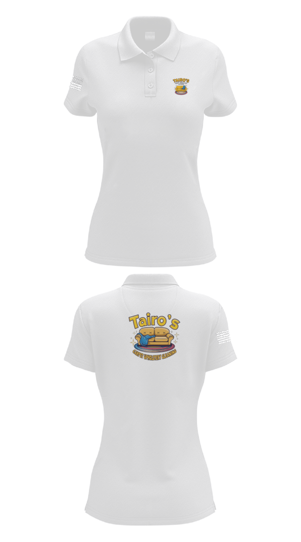 Womens Short Sleeve Performance Polo, Tairo’s Carpet & Upholstery Cleaning, , Teamtime, Team time, sublimation, custom sports apparel, team uniforms, spirit wear, spiritwear, sports uniforms, custom shirts, team store, custom team store, fundraiser sports, apparel fundraiser