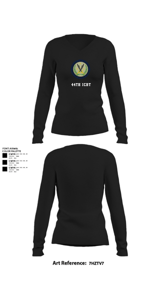 Women's Long Sleeve Vneck Shirt, 44th ICBT, National Guard, Teamtime, Team time, sublimation, custom sports apparel, team uniforms, spirit wear, spiritwear, sports uniforms, custom shirts, team store, custom team store, fundraiser sports, apparel fundraiser