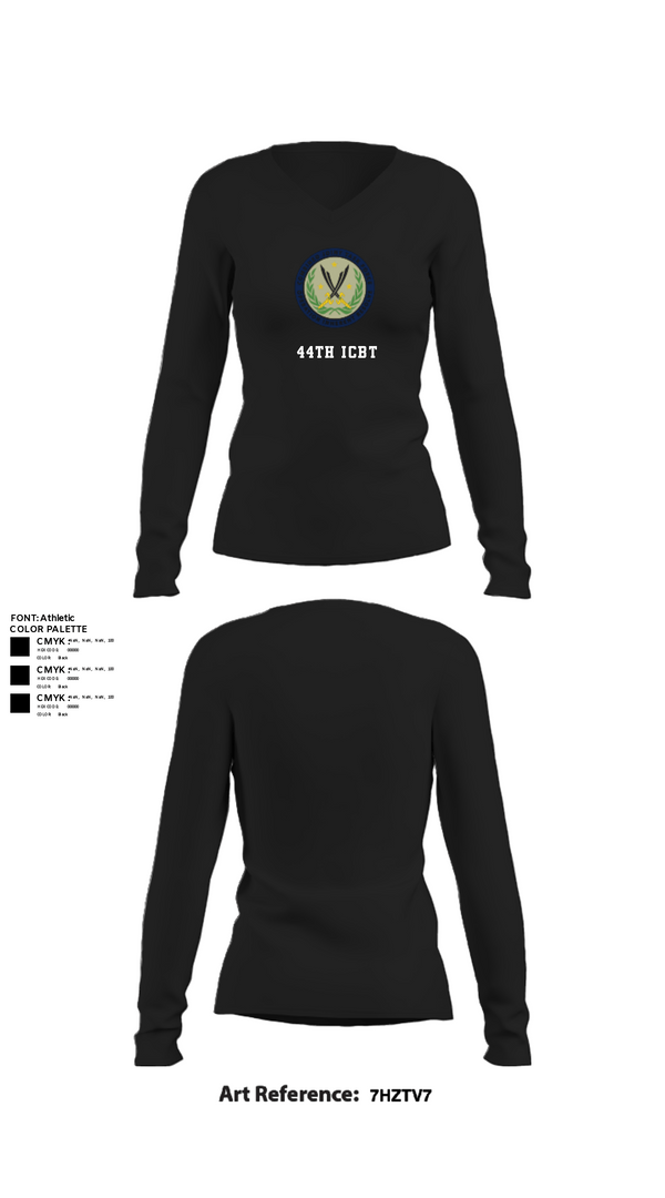 Women's Long Sleeve Vneck Shirt, 44th ICBT, National Guard, Teamtime, Team time, sublimation, custom sports apparel, team uniforms, spirit wear, spiritwear, sports uniforms, custom shirts, team store, custom team store, fundraiser sports, apparel fundraiser