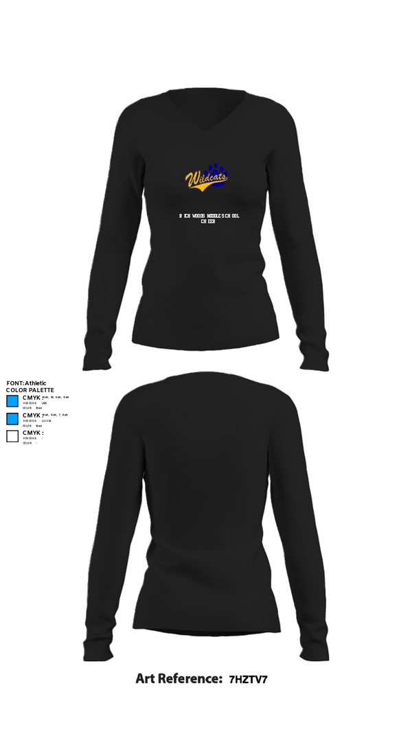 Womens Long Sleeve Vneck Shirt, Richwoods Middle School Cheer, Cheer, Teamtime, Team time, sublimation, custom sports apparel, team uniforms, spirit wear, spiritwear, sports uniforms, custom shirts, team store, custom team store, fundraiser sports, apparel fundraiser