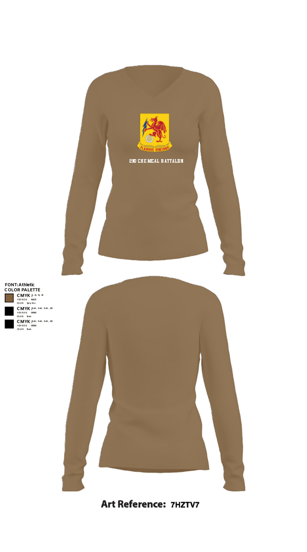 Women's Long Sleeve Vneck Shirt, 2nd Chemical Battalion, Army, Teamtime, Team time, sublimation, custom sports apparel, team uniforms, spirit wear, spiritwear, sports uniforms, custom shirts, team store, custom team store, fundraiser sports, apparel fundraiser