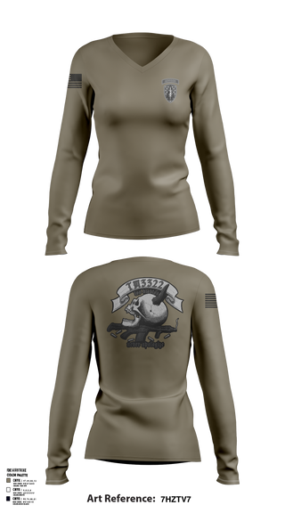 Womens Long Sleeve Vneck Shirt 1, TM 2, B TRP, 3rd SQDN, 3 SFAB, Army, Teamtime, Team time, sublimation, custom sports apparel, team uniforms, spirit wear, spiritwear, sports uniforms, custom shirts, team store, custom team store, fundraiser sports, apparel fundraiser