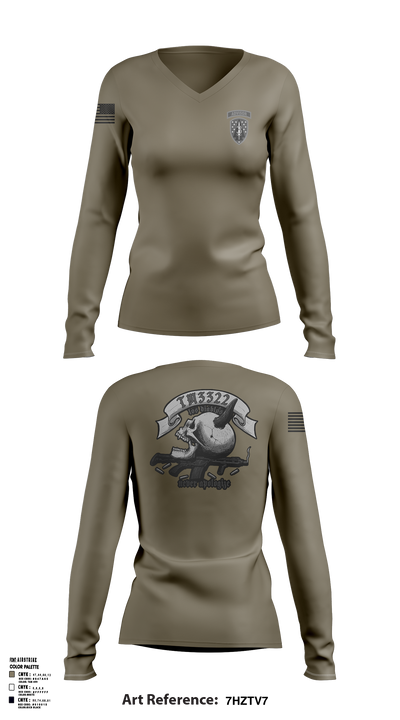 TM 2, B TRP, 3rd SQDN, 3 SFAB 94880157 Women's Long Sleeve V-neck Shirt -1 2