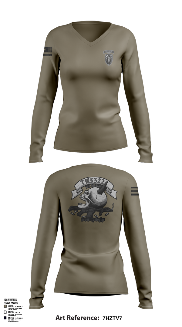 Womens Long Sleeve Vneck Shirt 1, TM 2, B TRP, 3rd SQDN, 3 SFAB, Army, Teamtime, Team time, sublimation, custom sports apparel, team uniforms, spirit wear, spiritwear, sports uniforms, custom shirts, team store, custom team store, fundraiser sports, apparel fundraiser