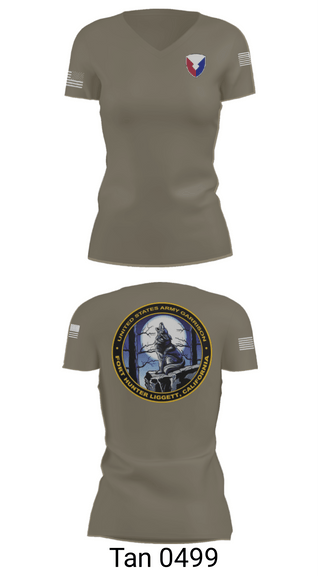 Women's Short Sleeve Vneck Shirt, USAG Fort Hunter Liggett, Army, Teamtime, Team time, sublimation, custom sports apparel, team uniforms, spirit wear, spiritwear, sports uniforms, custom shirts, team store, custom team store, fundraiser sports, apparel fundraiser