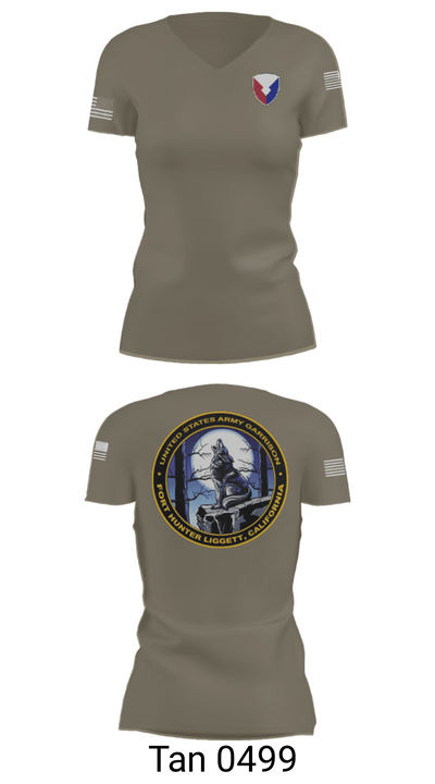 USAG Fort Hunter Liggett 63264859 Women's Short Sleeve V-neck Shirt - 36