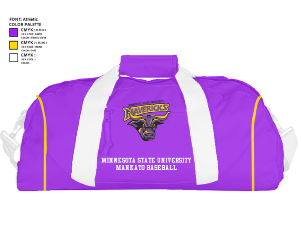 Duffle Bag, Minnesota State University Mankato Baseball, Baseball, Teamtime, Team time, sublimation, custom sports apparel, team uniforms, spirit wear, spiritwear, sports uniforms, custom shirts, team store, custom team store, fundraiser sports, apparel fundraiser