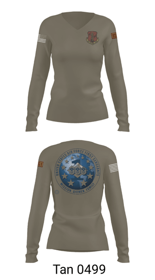Women's Long Sleeve Vneck Shirt, 186 Air Refueling Wing, Air Force, Teamtime, Team time, sublimation, custom sports apparel, team uniforms, spirit wear, spiritwear, sports uniforms, custom shirts, team store, custom team store, fundraiser sports, apparel fundraiser