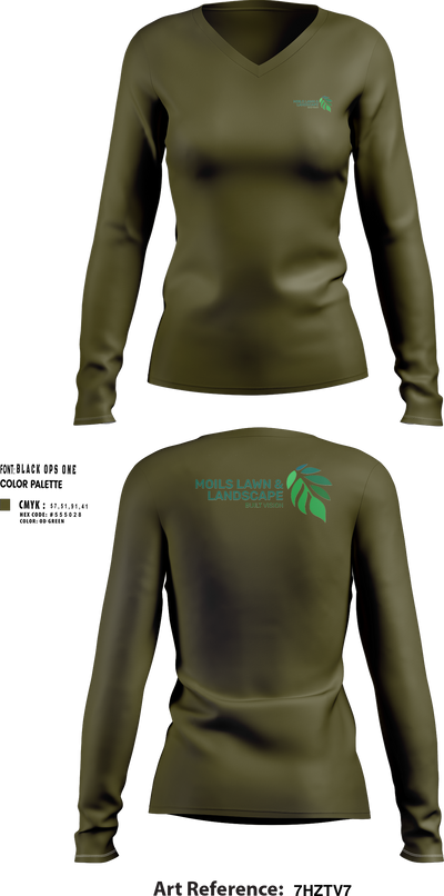 Moils Lawn and landscape 2540388 Women's Long Sleeve V-neck Shirt - 251