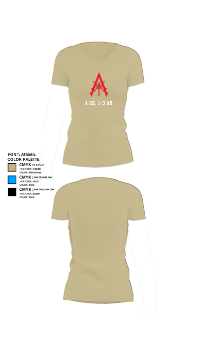 A Co. 1-3 AB 9856173 Women's Short Sleeve V-neck Shirt - 84