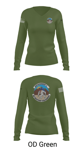 Womens Long Sleeve Vneck Shirt 1, Detachment 1, 3rd Combat Weather Sqd, Air Force, Teamtime, Team time, sublimation, custom sports apparel, team uniforms, spirit wear, spiritwear, sports uniforms, custom shirts, team store, custom team store, fundraiser sports, apparel fundraiser