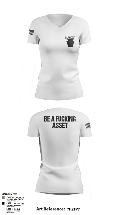 Blackout 17717609 Women's Short Sleeve V-neck Shirt - 106