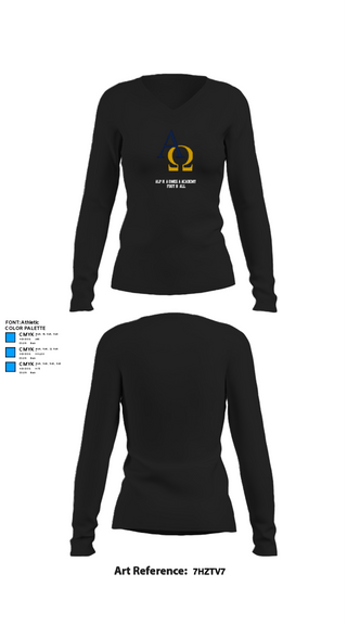 Women's Long Sleeve Vneck Shirt, Alpha Omega Academy Football, Football, Teamtime, Team time, sublimation, custom sports apparel, team uniforms, spirit wear, spiritwear, sports uniforms, custom shirts, team store, custom team store, fundraiser sports, apparel fundraiser