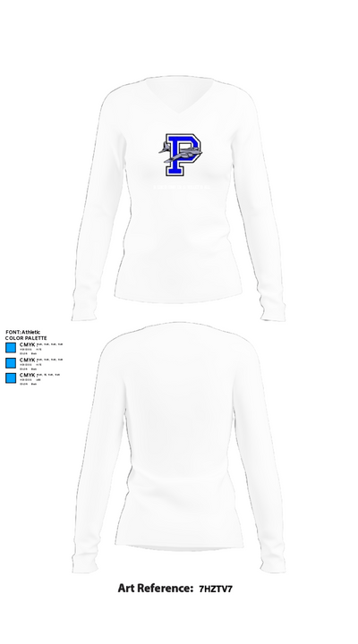 Blue Bombers Volleyball 9845918 Women's Long Sleeve V-neck Shirt - 15