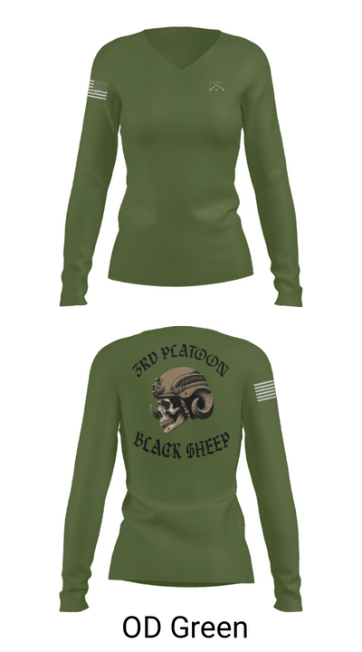 3rd PLT Black Sheep 32884167 Women's Long Sleeve V-neck Shirt - 57