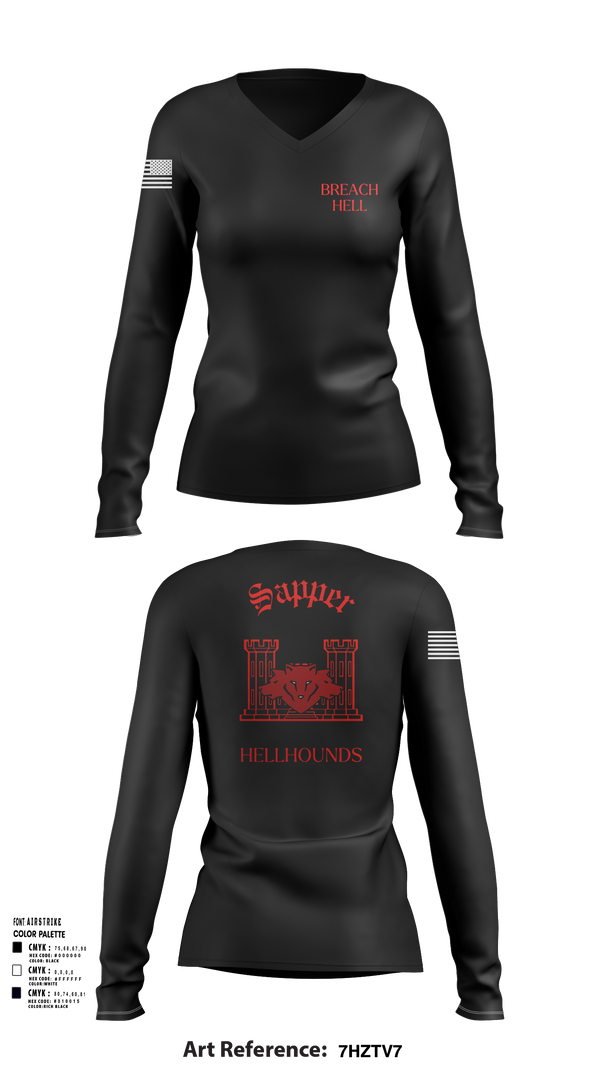 Womens Long Sleeve Vneck Shirt, 811th EN CO, , Teamtime, Team time, sublimation, custom sports apparel, team uniforms, spirit wear, spiritwear, sports uniforms, custom shirts, team store, custom team store, fundraiser sports, apparel fundraiser