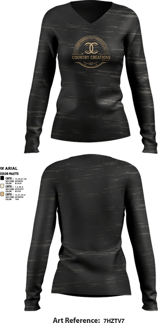 Womens Long Sleeve Vneck Shirt, Country Creations by Bob, , Teamtime, Team time, sublimation, custom sports apparel, team uniforms, spirit wear, spiritwear, sports uniforms, custom shirts, team store, custom team store, fundraiser sports, apparel fundraiser