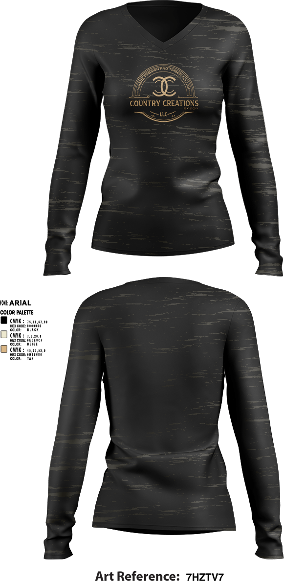 Womens Long Sleeve Vneck Shirt, Country Creations by Bob, , Teamtime, Team time, sublimation, custom sports apparel, team uniforms, spirit wear, spiritwear, sports uniforms, custom shirts, team store, custom team store, fundraiser sports, apparel fundraiser