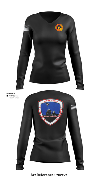 Lancaster County Young Marines 89976049 Women's Long Sleeve V-neck Shirt - 102
