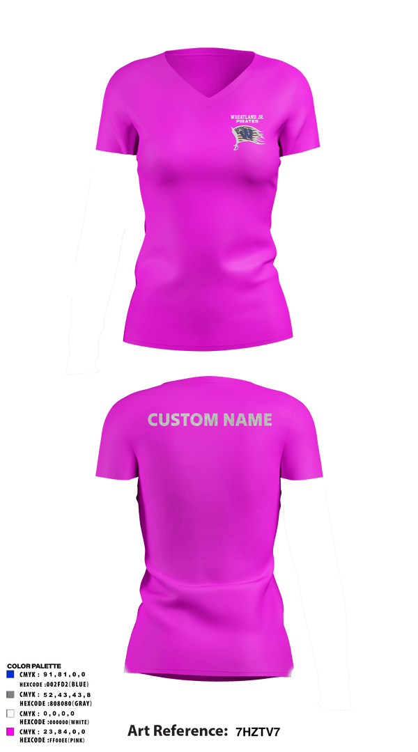 Womens Short Sleeve Vneck Shirt, Wheatland youth football and cheer, Football, Teamtime, Team time, sublimation, custom sports apparel, team uniforms, spirit wear, spiritwear, sports uniforms, custom shirts, team store, custom team store, fundraiser sports, apparel fundraiser