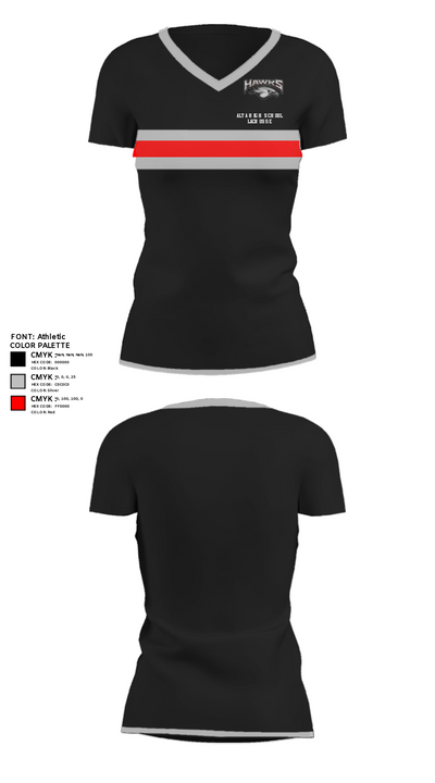 Alta High School Lacrosse 46113086 Women's Short Sleeve V-neck Shirt - 30