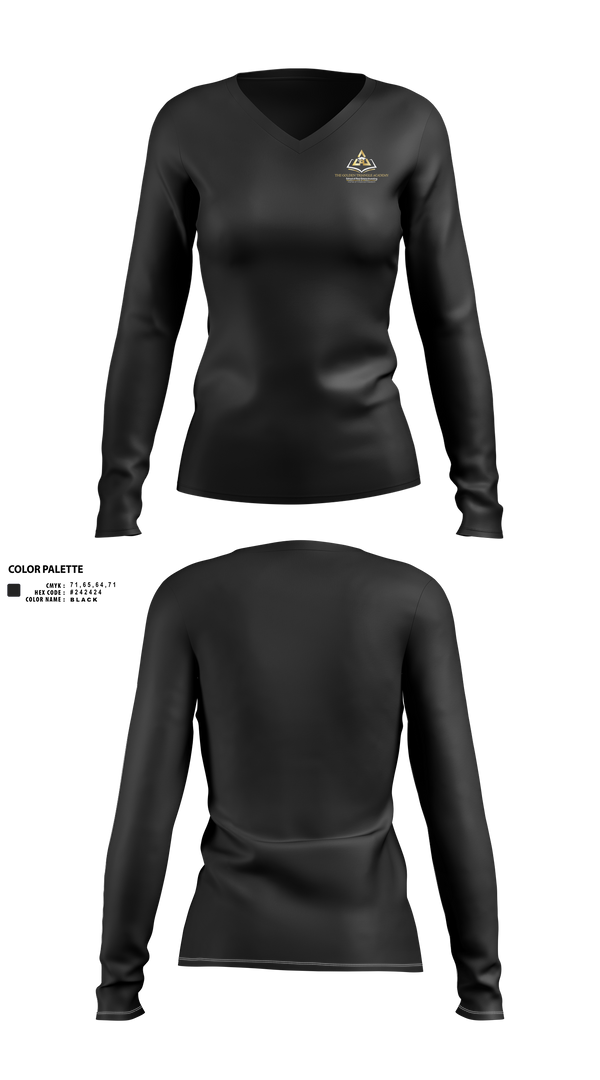 Womens Long Sleeve Vneck Shirt, The Golden Triangle Academy, , Teamtime, Team time, sublimation, custom sports apparel, team uniforms, spirit wear, spiritwear, sports uniforms, custom shirts, team store, custom team store, fundraiser sports, apparel fundraiser