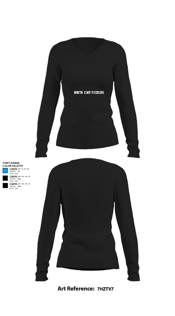 Women's Long Sleeve Vneck Shirt, North East Pickers, Wrestling, Teamtime, Team time, sublimation, custom sports apparel, team uniforms, spirit wear, spiritwear, sports uniforms, custom shirts, team store, custom team store, fundraiser sports, apparel fundraiser