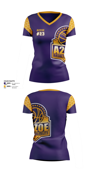 A2Zoe Basketball 60919900 Women's Short Sleeve V-neck Shirt - 1
