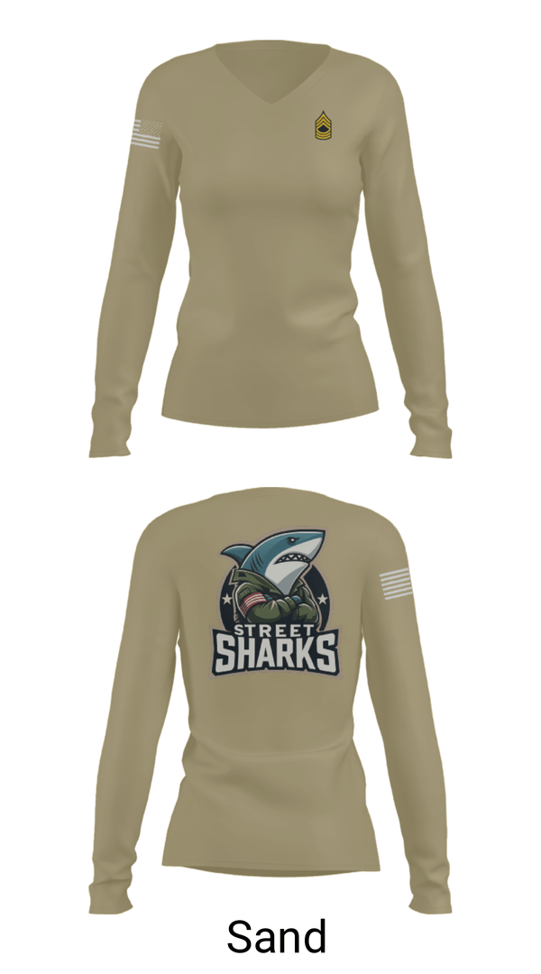 Womens Long Sleeve Vneck Shirt, Pearl City Army Recruiting Station, Army, Teamtime, Team time, sublimation, custom sports apparel, team uniforms, spirit wear, spiritwear, sports uniforms, custom shirts, team store, custom team store, fundraiser sports, apparel fundraiser