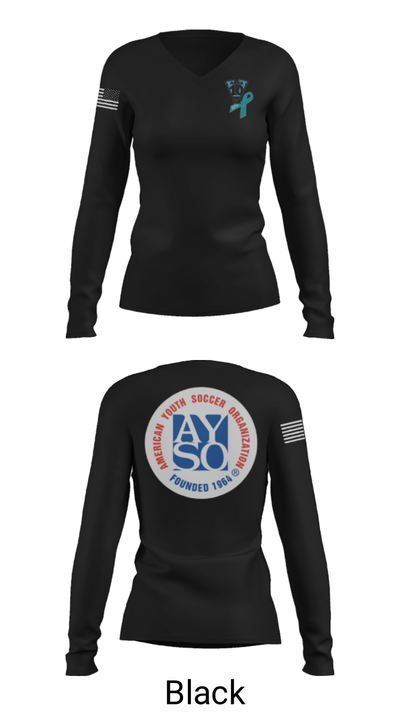 AYSO AREA 10V 37411197 Women's Long Sleeve V-neck Shirt - 35
