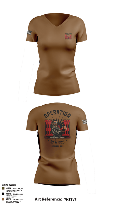 305th En Co 82429511 Women's Short Sleeve V-neck Shirt - 6