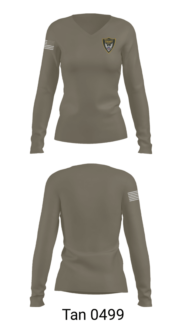 Womens Long Sleeve Vneck Shirt, White County Sheriff's Office, Police, Teamtime, Team time, sublimation, custom sports apparel, team uniforms, spirit wear, spiritwear, sports uniforms, custom shirts, team store, custom team store, fundraiser sports, apparel fundraiser