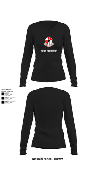 Womens Long Sleeve Vneck Shirt, 92nd Engineers, , Teamtime, Team time, sublimation, custom sports apparel, team uniforms, spirit wear, spiritwear, sports uniforms, custom shirts, team store, custom team store, fundraiser sports, apparel fundraiser